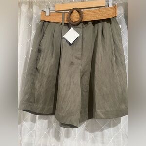 Olive Green women Shorts with Belt/ Size Medium